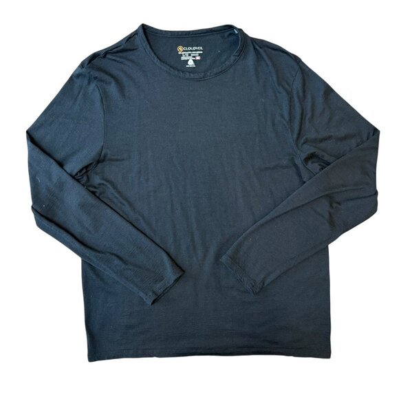 Cloudveil Merino Wool Baselayer Shirt Mens Large Outdoor Top Long Sleeve Black - Picture 1 of 5